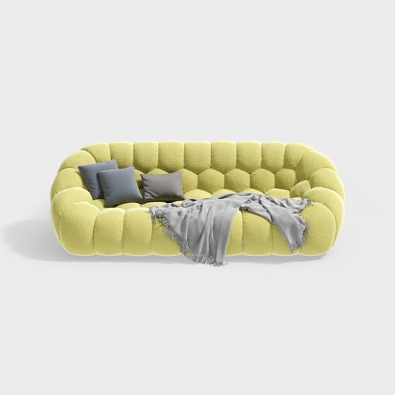Low Poly Artistic Sofa 3D Model for Modern Interiors