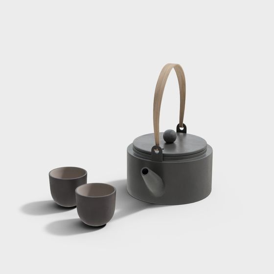 Elegant Modern 3D Teapot Set Model