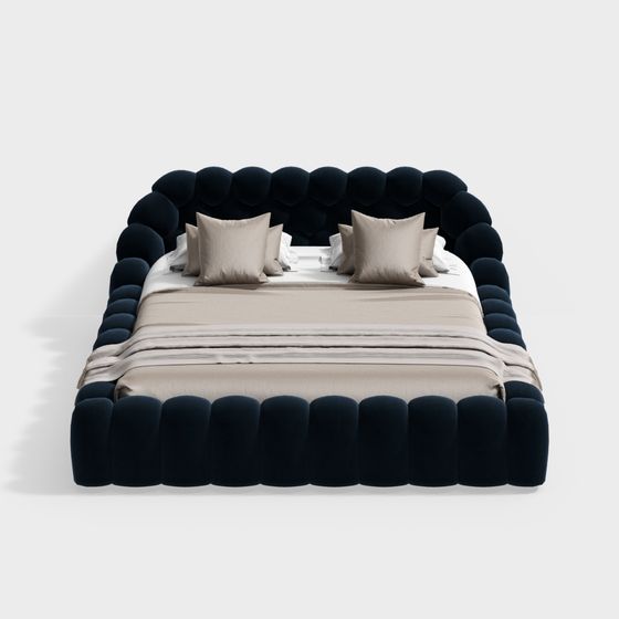 Stylish Wave Bed 3D model for Contemporary Spaces