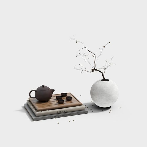 Low-Polygon Minimalist Tea Set 3D model