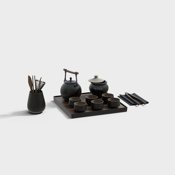 Elegant Oriental Tea Set 3D model