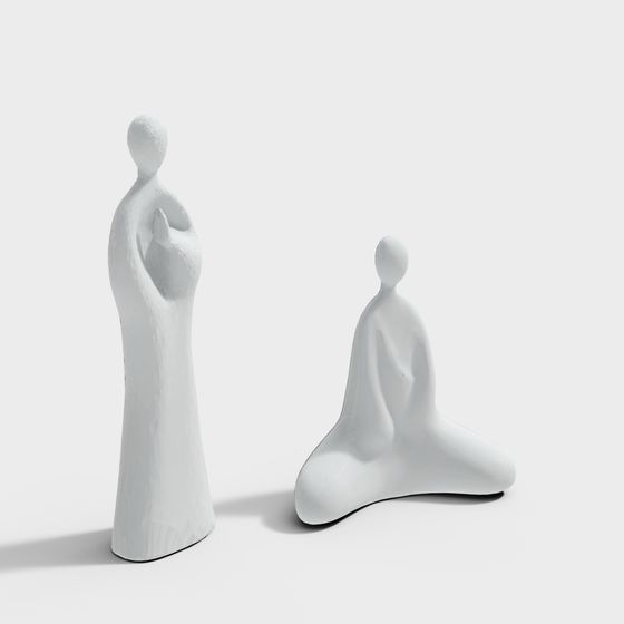 Elegant Minimalist 3D Character Models