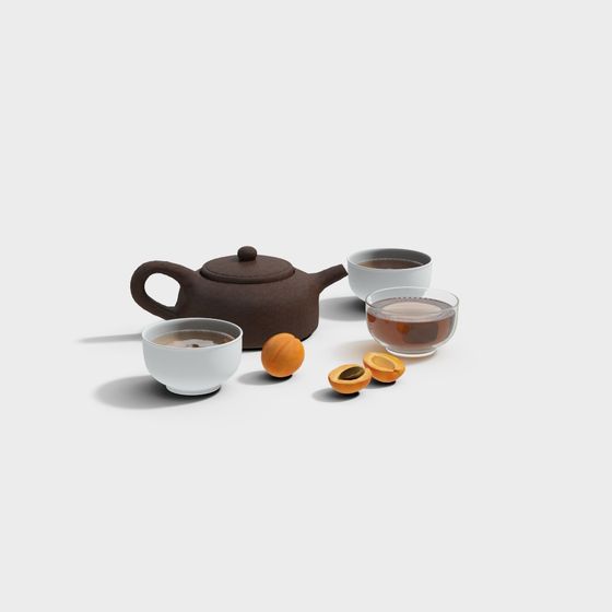 Elegant Low-Poly Tea Set 3D model