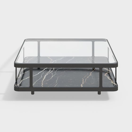 Elegant Glass Marble Coffee Table 3D model
