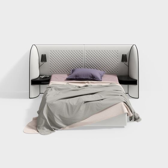 Stylish Low-Poly Bed Frame 3D model