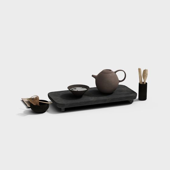 Elegant Tea Set 3D model for Tranquil Spaces
