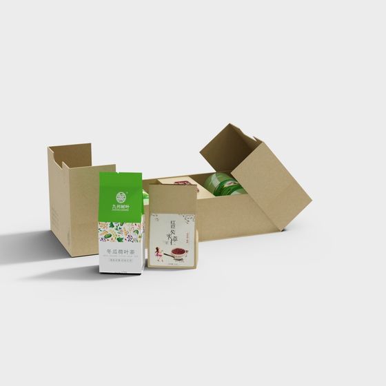 Elegant Cardboard and Tea Packaging 3D Model