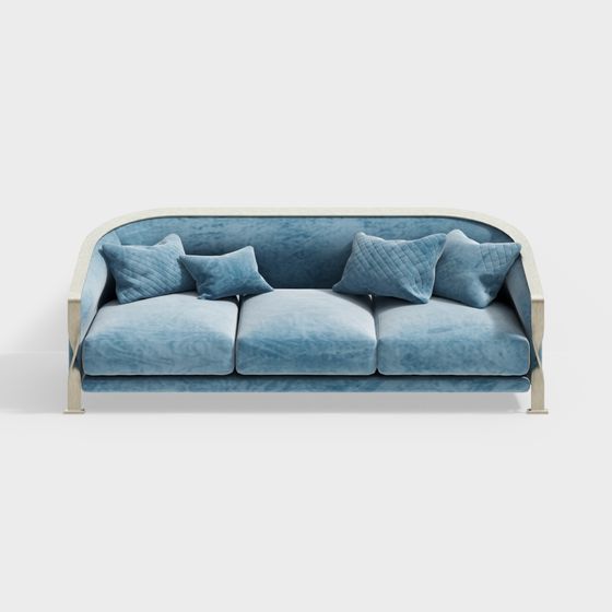 Elegant Low-Polygon Sofa 3D Model