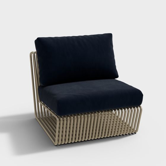 Elegant Navy Blue Armchair 3D model