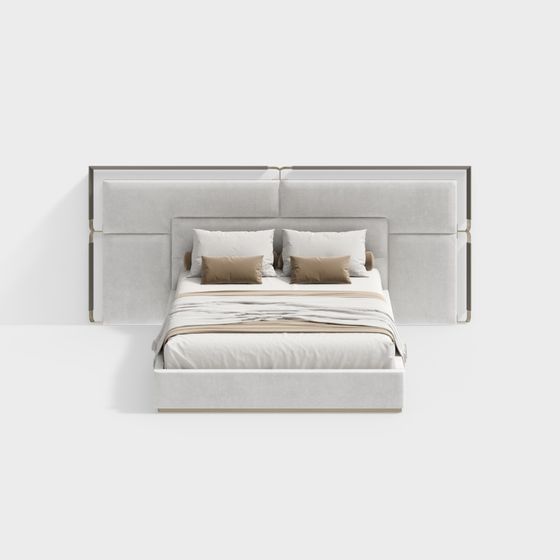 Elegant Low-Poly Bed 3D model