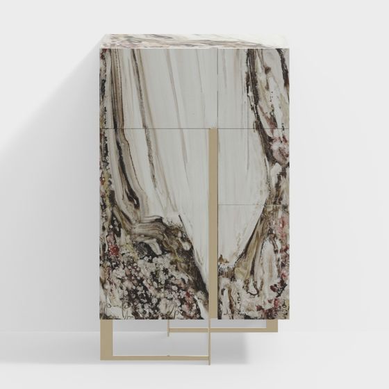 Elegant Marble Texture Low-Poly Cabinet 3D model