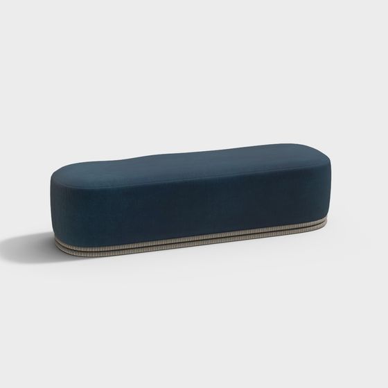 Elegant Oval Ottoman 3D model for Modern Interiors