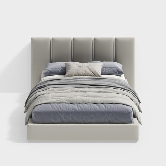 Elegant Low-Polygon Bed 3D Model
