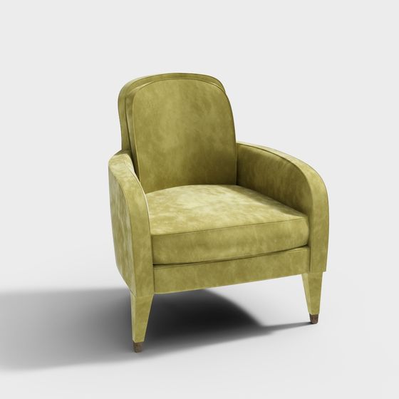 Elegant Olive Green Velvet Sofa 3D model for Modern Spaces
