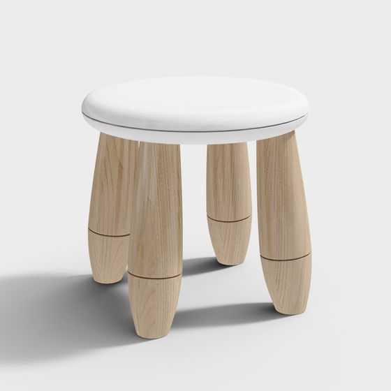 Contemporary Wooden Stool 3D Model