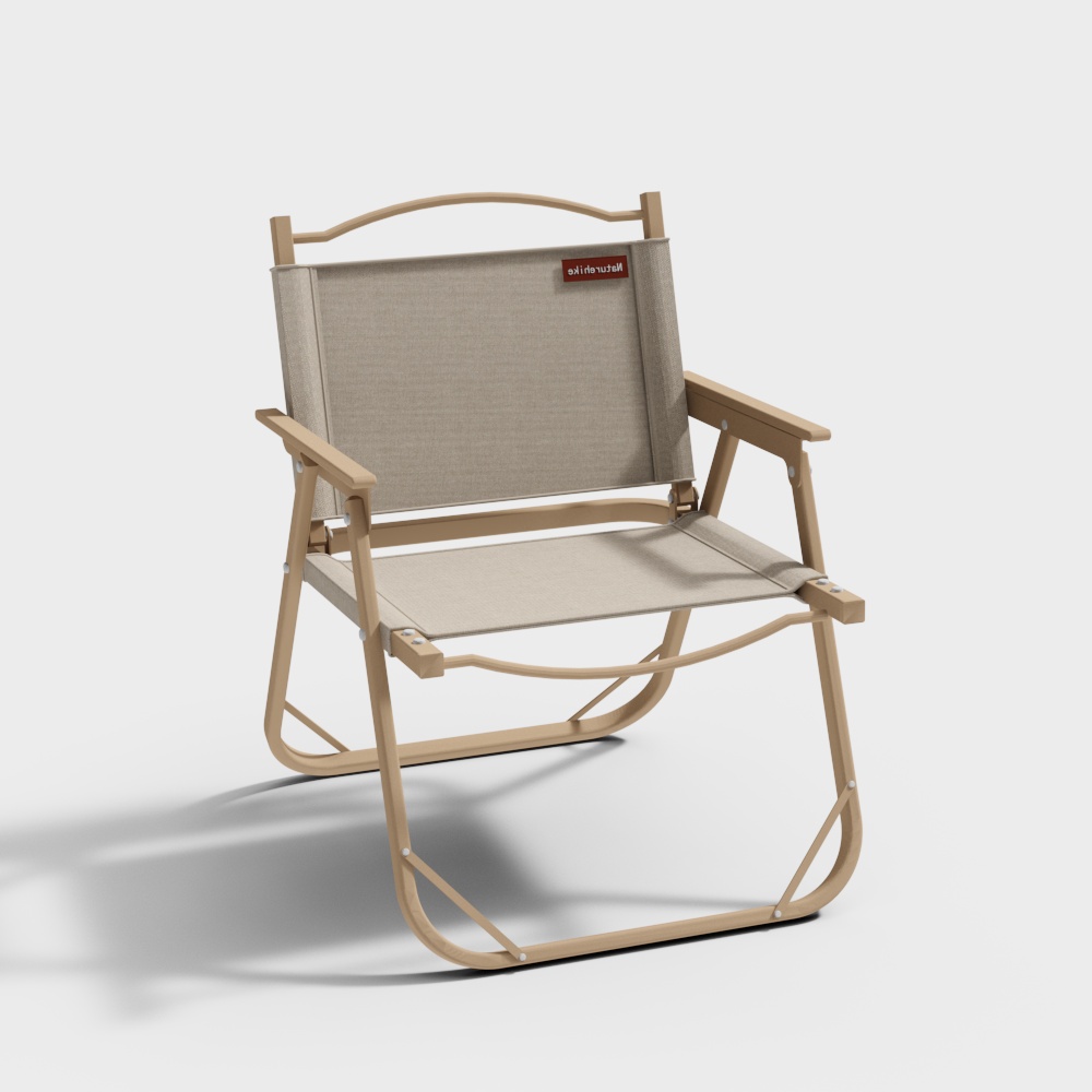 Beachside Director's Chair 3D Model – Wooden Frame & Beige Fabric