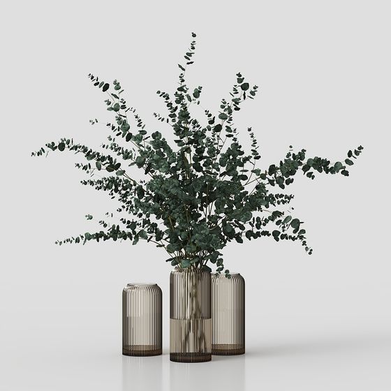 Elegant Green Plant Vase 3D model