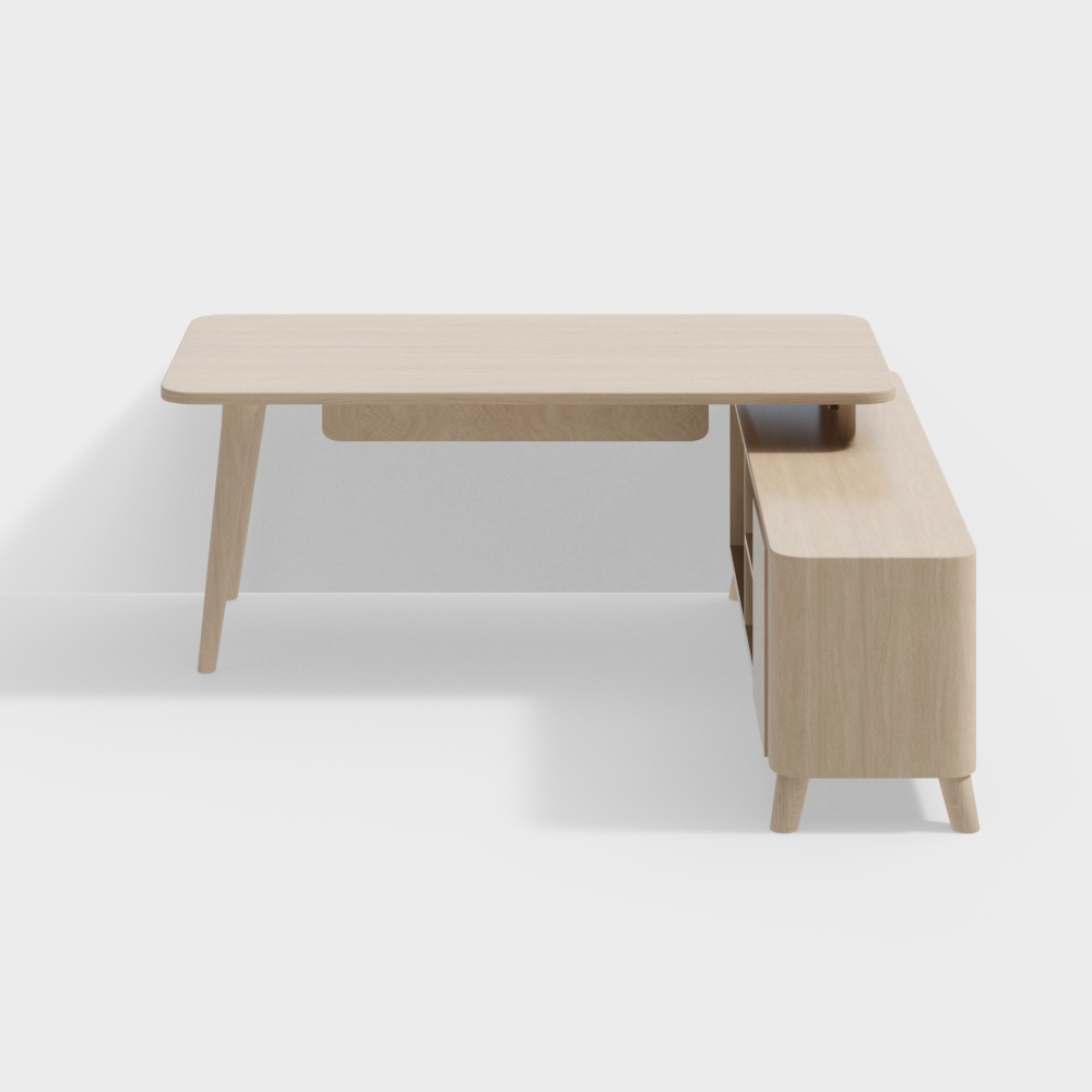 Scandinavian Style Desk 3D Model – Low-Poly Wood Texture