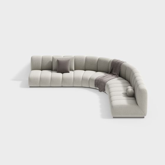 Beige L-Shaped Sofa for Modern Office Leisure Area 3D Model