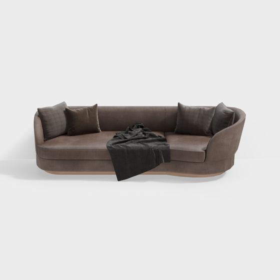 Stylish Curved Sofa 3D model for Contemporary Spaces