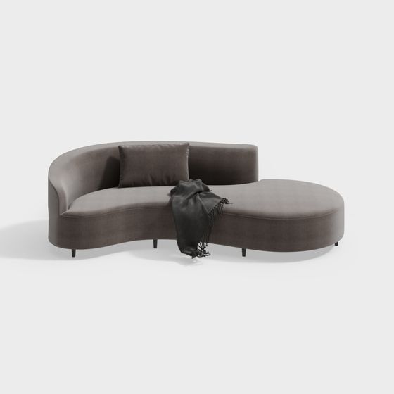 Stylish Curved Sofa 3D Model for Contemporary Spaces