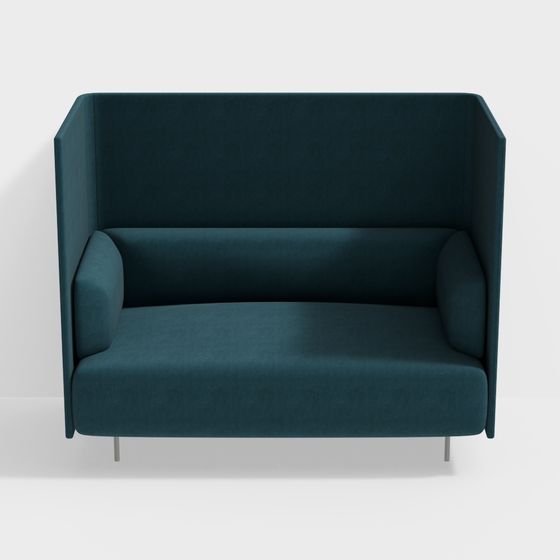 Blue Modern U-Shaped Sofa with High Backrest 3D Model