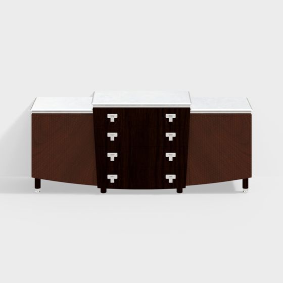 Elegant Curved Cabinet 3D model