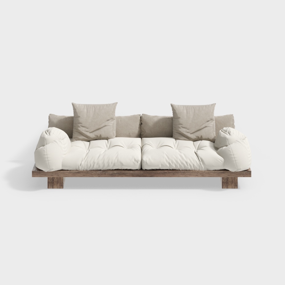 Sofa đôi màu kem Wabi-sabi