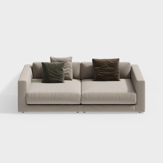 Modern Beige Cream Wind Sofa 3D Model for Living Rooms