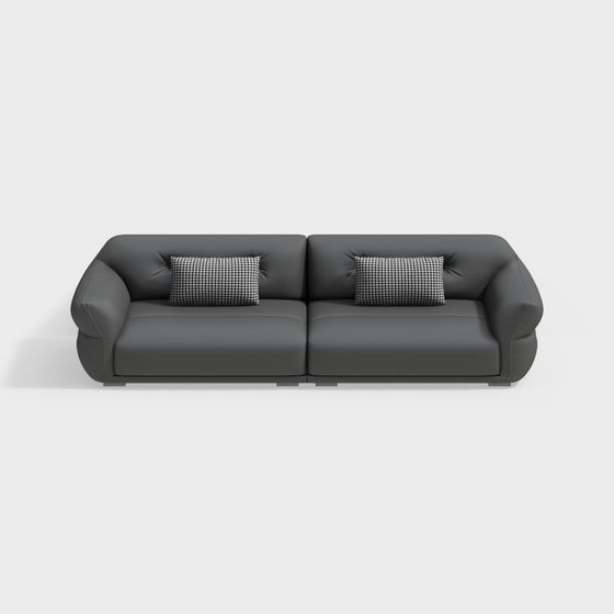 Elegant Gray Leather Sofa 3D model for Modern Interiors