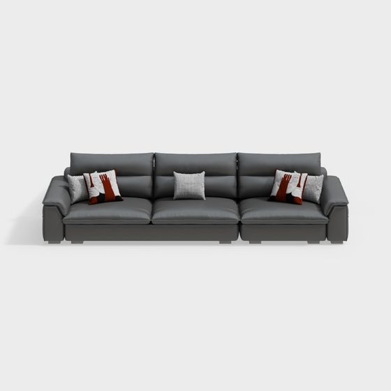 Elegant Gray Leather Sofa 3D model for Contemporary Homes