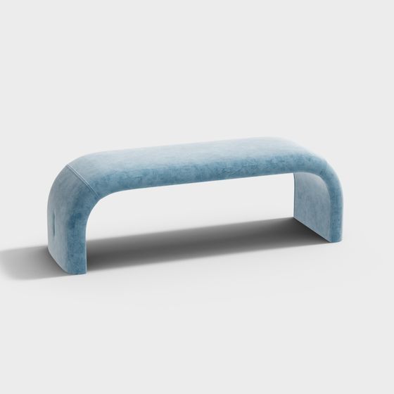 Elegant Curved Bench 3D model for Contemporary Spaces