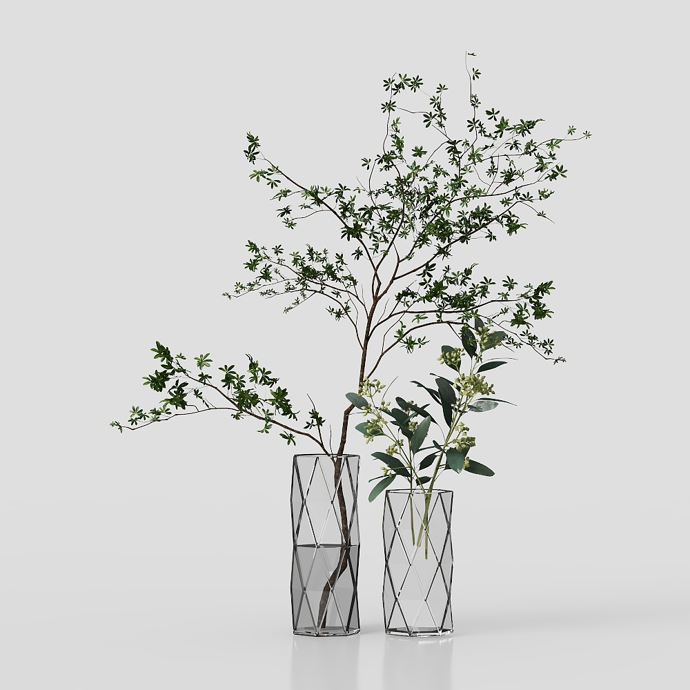 Modern Glass Vase Green Plant