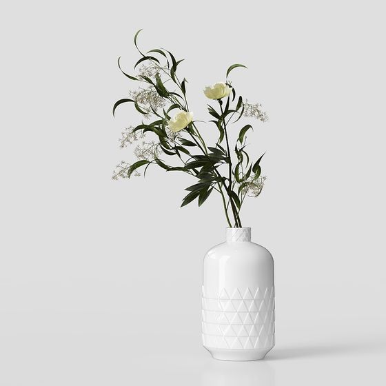 Elegant Low-Poly Flower Vase 3D Model