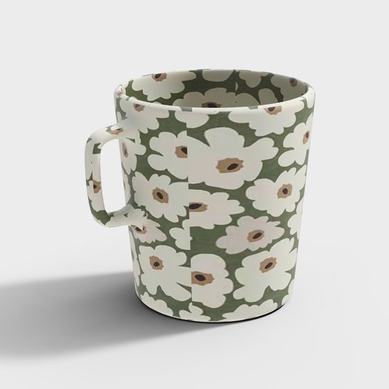 Low-Poly Green Mug 3D Model