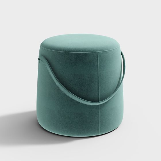 Velvet Pouf 3D model for Modern Interiors