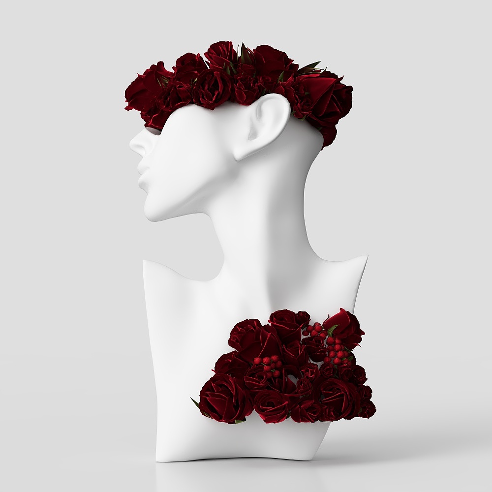 Modern Porcelain Rose Ornament