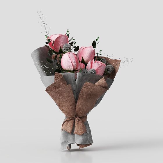 Romantic Rose Bouquet 3D model