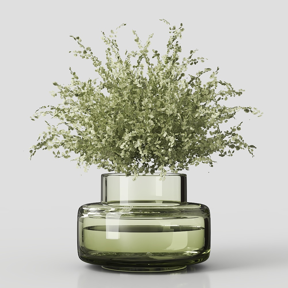 Modern Glass Vase Green Plant