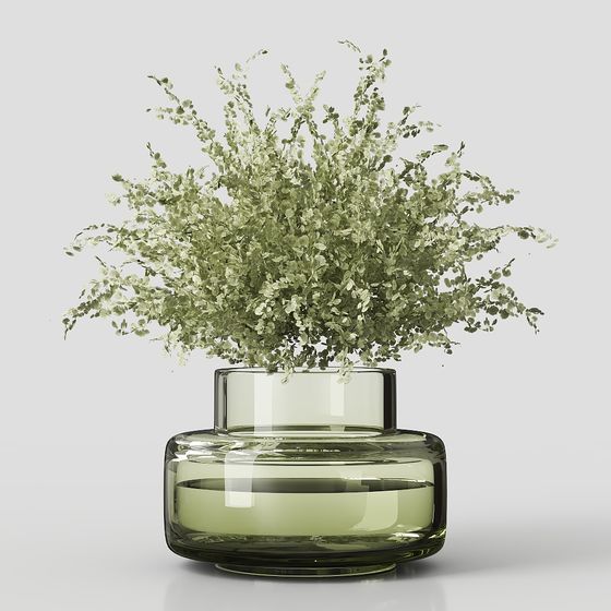 Glass Vase with Nature's Charm 3D model