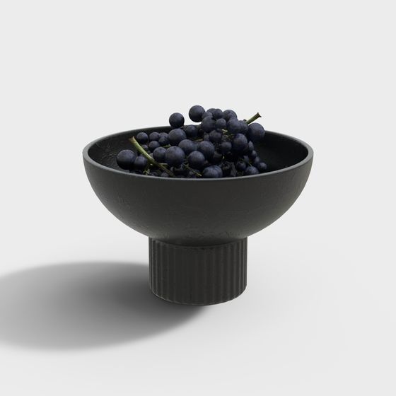 Gray Grape Fruit Plate 3D Model
