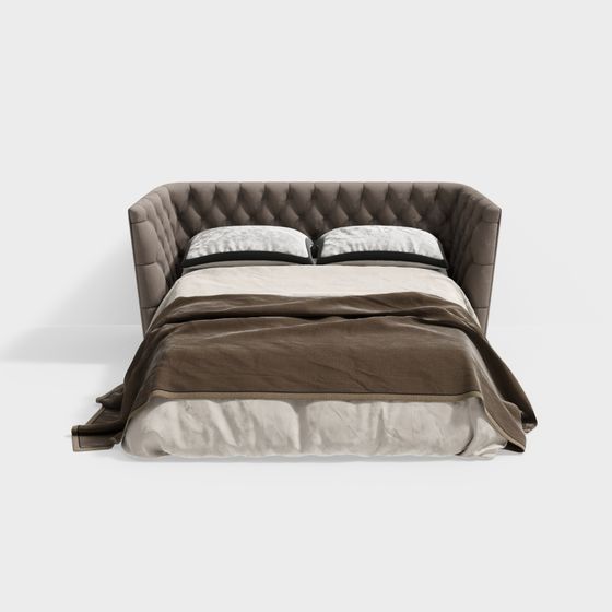 Elegant Low-Poly 3D Bed Model for Modern Interiors