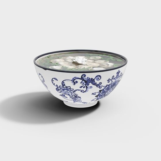 Low Poly Floral Bowl 3D model