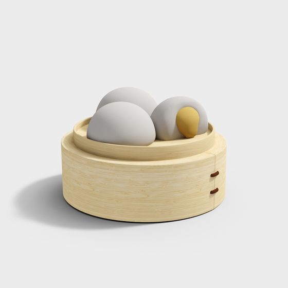 Creative Bamboo Steamer 3D Model for Modern Design