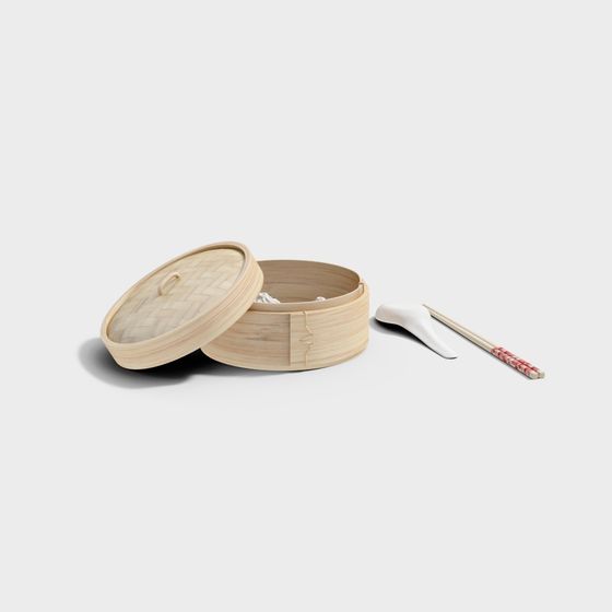 Bamboo Steamer Set 3D model