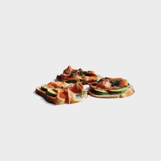 Delicious Open-Faced Sandwich 3D Model