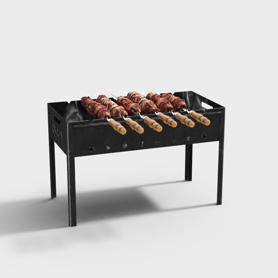 Charming Low-Polygon BBQ Grill 3D model
