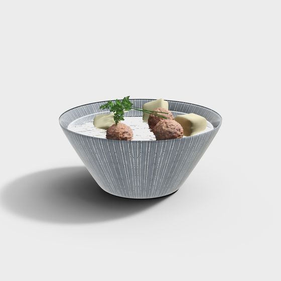 Delicious Meatball Soup Bowl 3D model