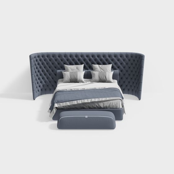 Stylish Low-Polygon Bed 3D model