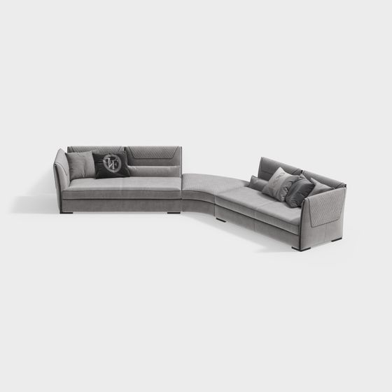 Elegant Low-Polygon Sofa 3D model